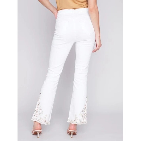 NEW Charlie B Bootcut Embroidered Jeans White Women's 12 x 31" - Picture 2 of 13